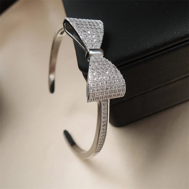 Geometric Zircon Bracelet South American Style Retro Bow Cuff Bracelet