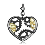 Skull Cross Heart Pendant 925 Sterling Silver Necklace