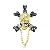 Skull Cross Heart Pendant 925 Sterling Silver Necklace