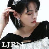 Glass Heart Clip Earrings Tassel Rhinestones No-Pierced Ear Wear for Women