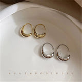 Metal C-shaped Water Droplets Hoop Earrings for Women
