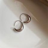 Metal C-shaped Water Droplets Hoop Earrings for Women
