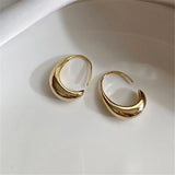 Metal C-shaped Water Droplets Hoop Earrings for Women