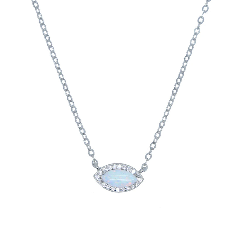 925 Silver Evil Eye Charm Pendant Necklace with Fire Opal for Women
