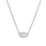 925 Silver Evil Eye Charm Pendant Necklace with Fire Opal for Women