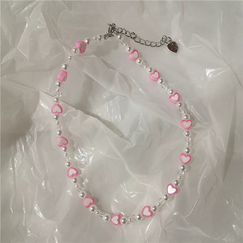 Goth Candy Heart Beaded Necklace Harajuku Egirl Party Jewelry