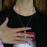Goth Candy Heart Beaded Necklace Harajuku Egirl Party Jewelry