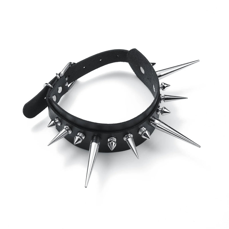 Goth Spiked Choker Collar Punk Rock Leather Collar Necklace Gothic Chokers