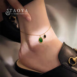 Green Stainless Steel Anklet Beach Girl's Ankle Jewelry