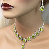 Green Crystal High Necklace Bridal Wedding Accessories