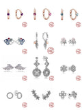 925 Sterling Silver Pave Flowers Feather Stud Earrings For Party