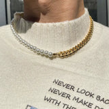 Cuban Chain Necklace Men Stainless Steel Pearls Necklace Gift