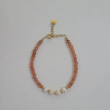 18KGF Bracelet Freshwater Pearl Natural Crystal Charm