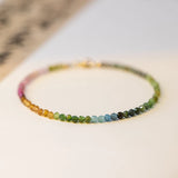 3mm Tourmaline Beads Bracelet for Women Adjustable Thin