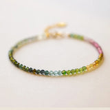 3mm Tourmaline Beads Bracelet for Women Adjustable Thin