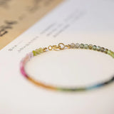 3mm Tourmaline Beads Bracelet for Women Adjustable Thin