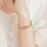3mm Tourmaline Beads Bracelet for Women Adjustable Thin