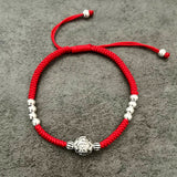 925 Sterling Silver Six Words Ball Bracelet Red Thread Hand Jewelry