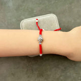 925 Sterling Silver Six Words Ball Bracelet Red Thread Hand Jewelry