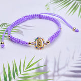 Braided String Bracelet CZ Butterfly Pendant Adjustable Charm Bangles