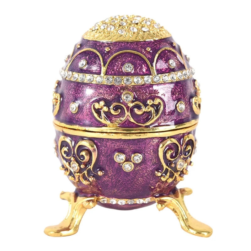 Enameled Egg Jewel Box Container Fancy Collectible Gift
