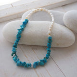 Natural Pearl Turquoise Necklace Women Jewelry Gift