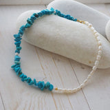 Natural Pearl Turquoise Necklace Women Jewelry Gift