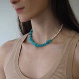 Natural Pearl Turquoise Necklace Women Jewelry Gift