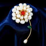 Natural Pearl Flower Sweater Brooches Lady Suit Jewelry Accessory