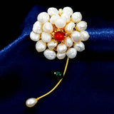 Natural Pearl Flower Sweater Brooches Lady Suit Jewelry Accessory