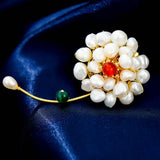 Natural Pearl Flower Sweater Brooches Lady Suit Jewelry Accessory