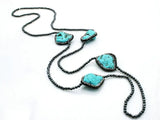 Vintage Spinel Turquoise Stone Long Sweater Necklaces