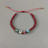 Woven Turkey Eye Cuff Bangle Red Rope Crystal Bead Engagement