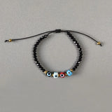 Woven Turkey Eye Cuff Bangle Red Rope Crystal Bead Engagement