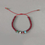 Woven Turkey Eye Cuff Bangle Red Rope Crystal Bead Engagement