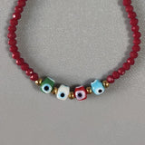 Woven Turkey Eye Cuff Bangle Red Rope Crystal Bead Engagement