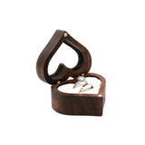 Heart Shape Walnut Wood Ring Box Engagement Ring Holder