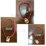 Red Rope U-NO Silver Rose Lock Bracelet for Women