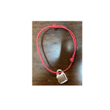 Red Rope U-NO Silver Rose Lock Bracelet for Women