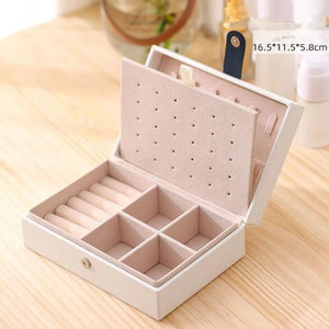 Leather Jewelry Box Travel Organizer Necklace Earring Ring Storage