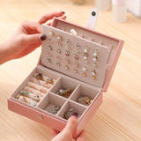 Leather Jewelry Box Travel Organizer Necklace Earring Ring Storage