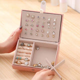 Leather Jewelry Box Travel Organizer Necklace Earring Ring Storage