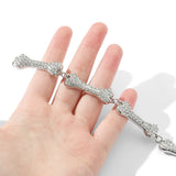 Hip Hop Bones Rhinestone Pendant Necklace Men Women Party Punk Jewelry