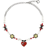 Hip Hop Punk Love Pearl Smiley Face Diamond Chain Necklace