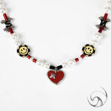 Hip Hop Punk Love Pearl Smiley Face Diamond Chain Necklace