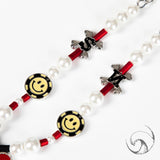 Hip Hop Punk Love Pearl Smiley Face Diamond Chain Necklace