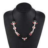 Hip Hop Punk Necklace Smiley Skull Angel Pearl Pendant For Men Women Party