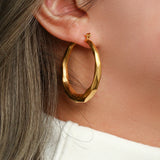 Diamond Shape Stainless Steel Hoop Earrings 18K PVD Plated Jewelry