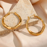 Diamond Shape Stainless Steel Hoop Earrings 18K PVD Plated Jewelry