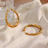 Diamond Shape Stainless Steel Hoop Earrings 18K PVD Plated Jewelry